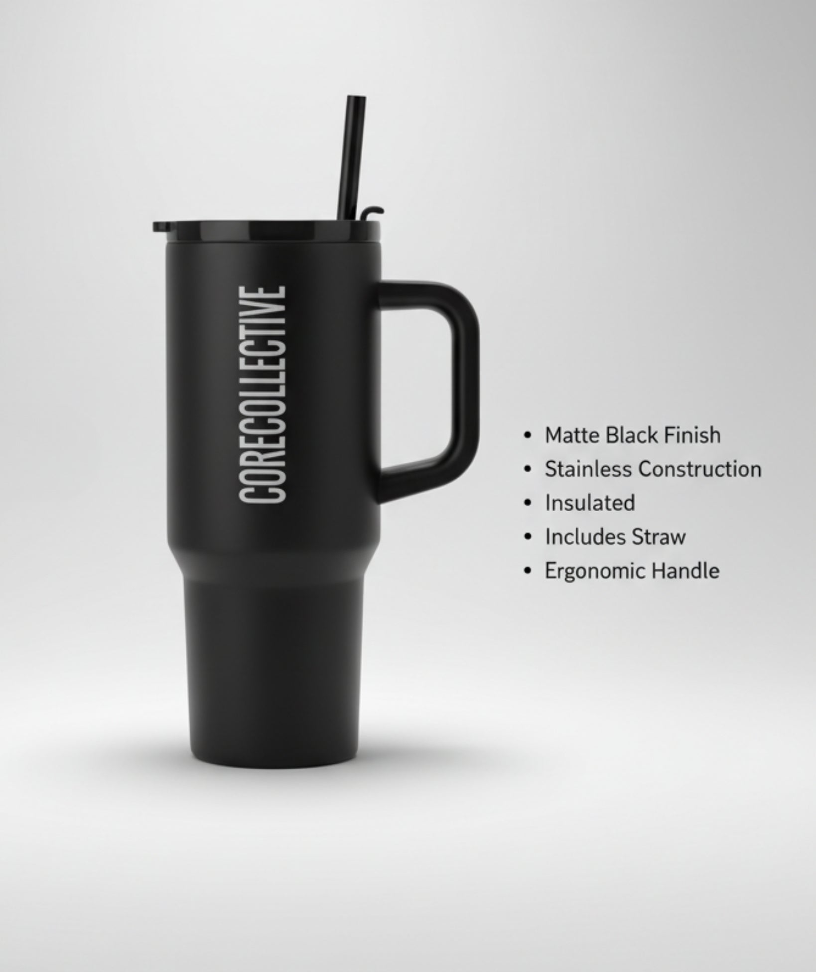 Shop the CORECOLLECTIVE Flask, a sleek, matte black insulated bottle designed for a minimalist lifestyle. Keeps drinks hot or cold for hours.