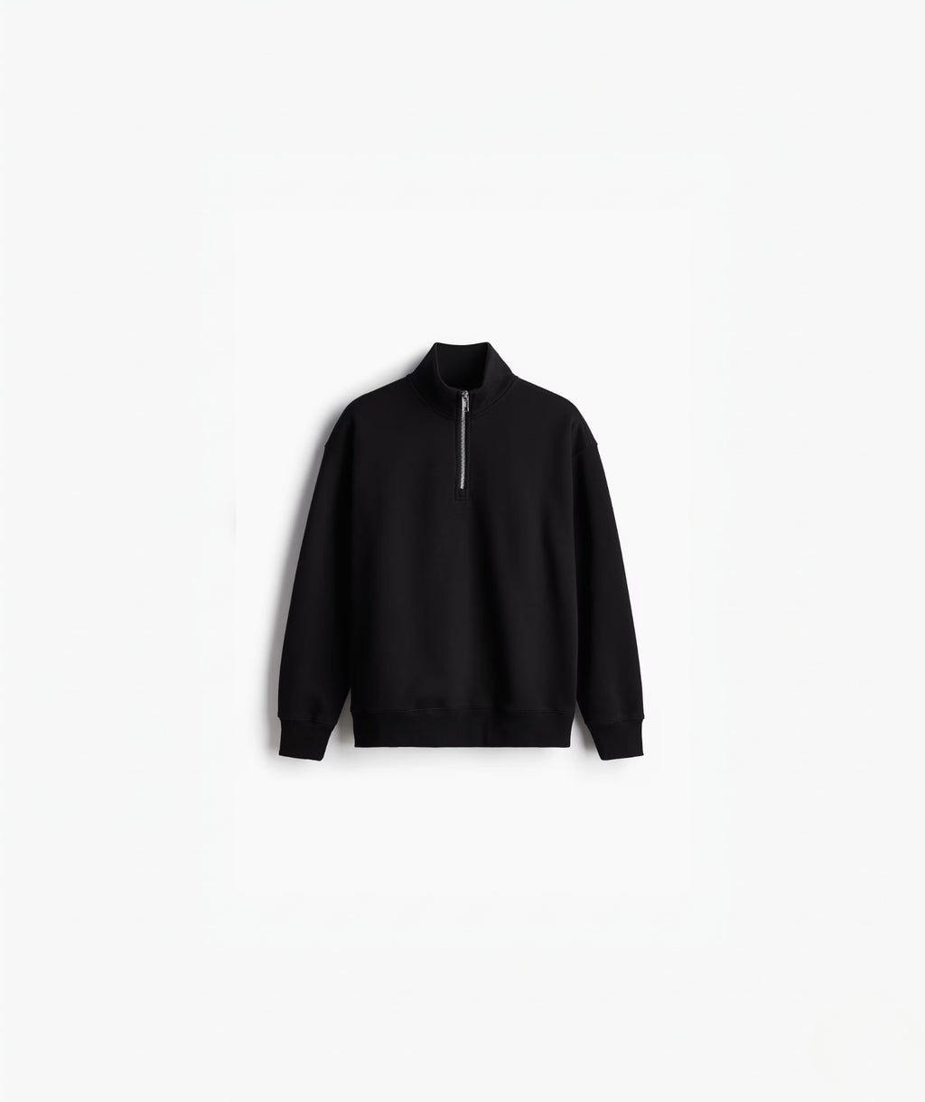QUARTER-ZIP SWEATSHIRT - BLACK