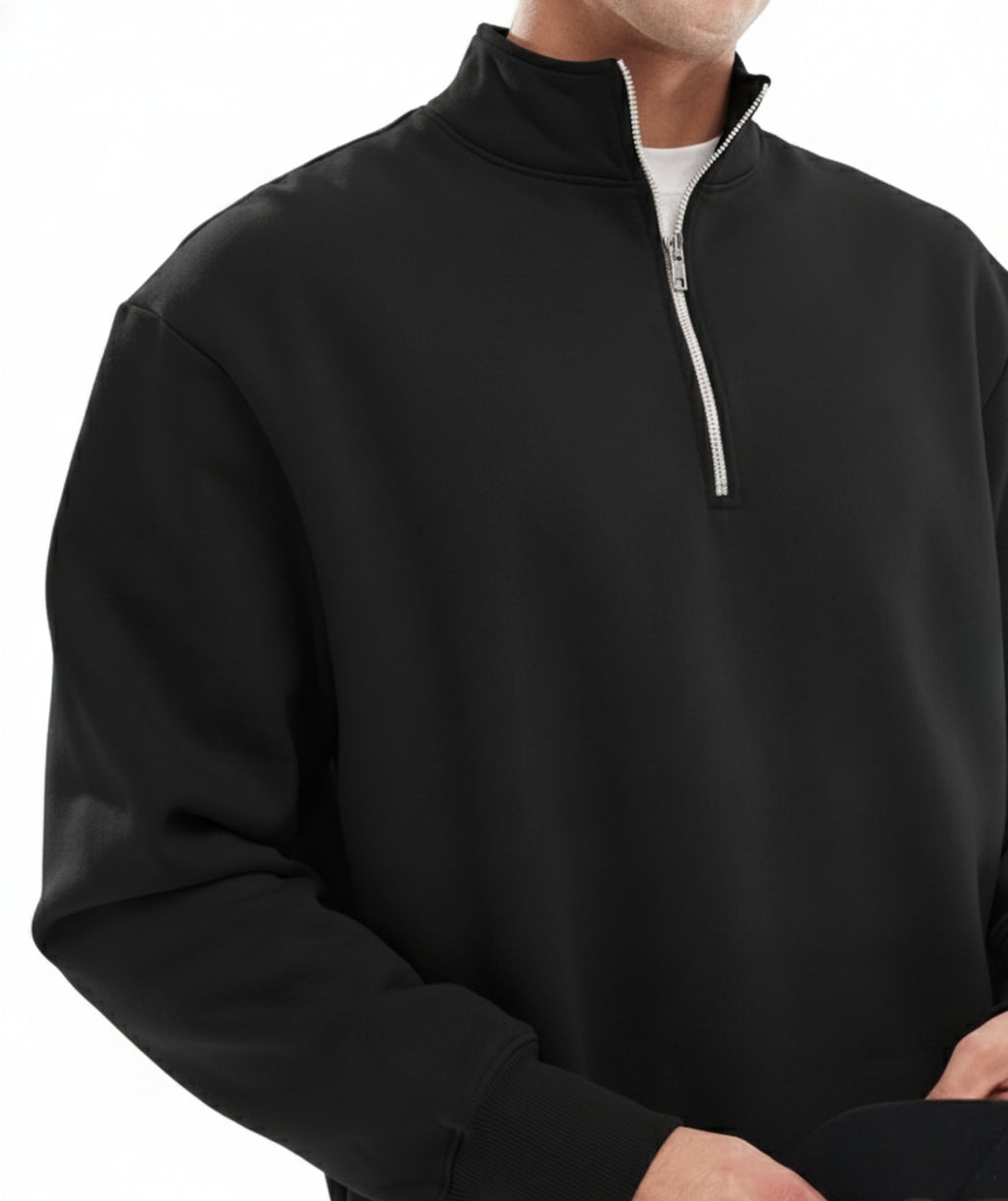 QUARTER-ZIP SWEATSHIRT - BLACK