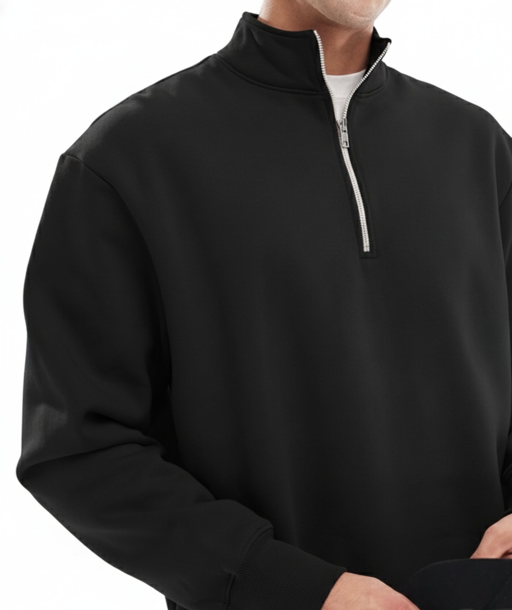 QUARTER-ZIP SWEATSHIRT - BLACK
