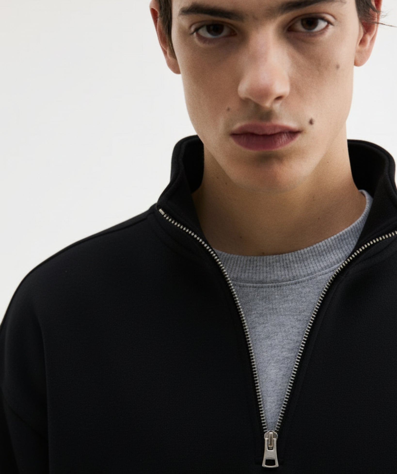 QUARTER-ZIP SWEATSHIRT - BLACK