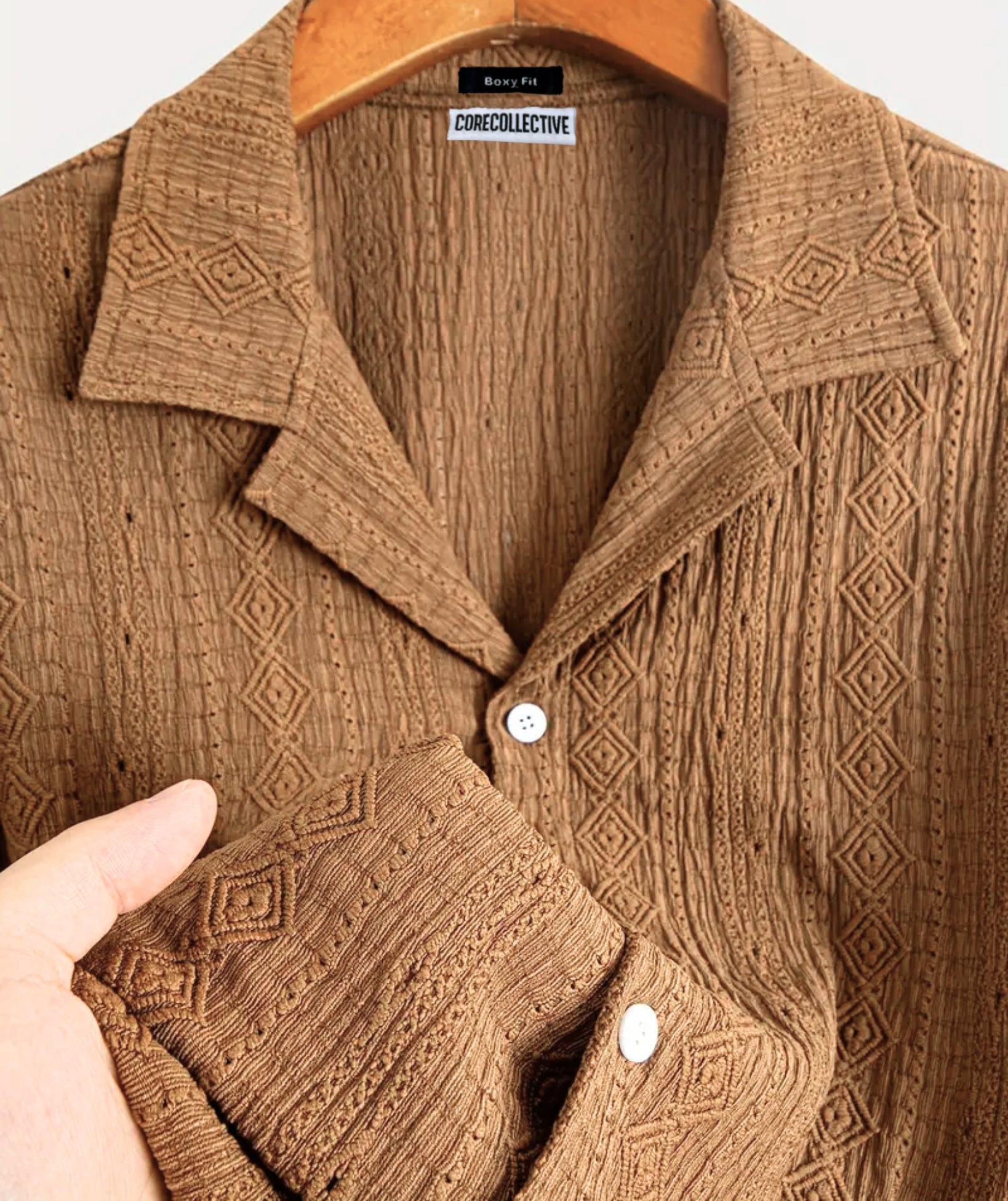 CUBAN COLLAR - BROWN SHIRT