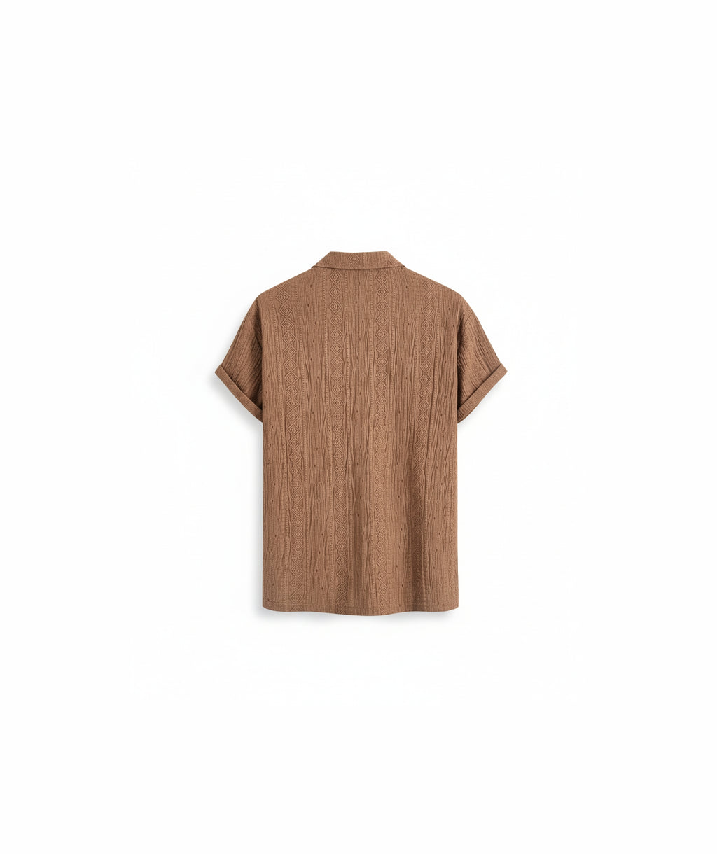 CUBAN COLLAR - BROWN SHIRT