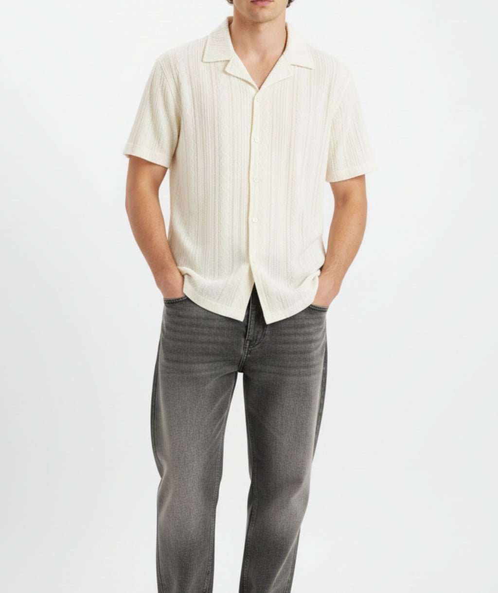 CUBAN COLLAR - OFFWHITE SHIRT