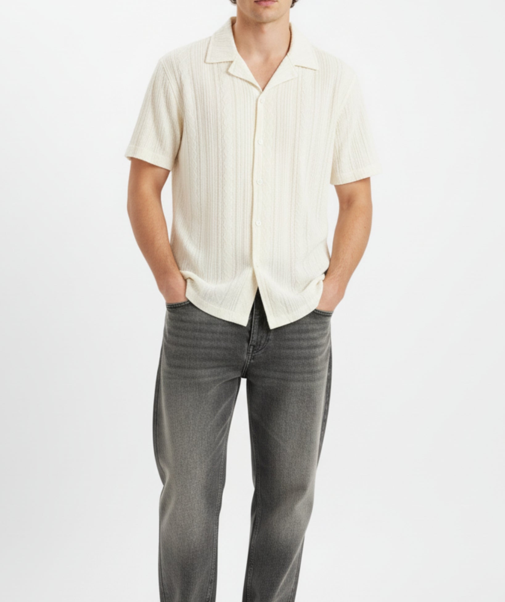 CUBAN COLLAR - OFFWHITE SHIRT